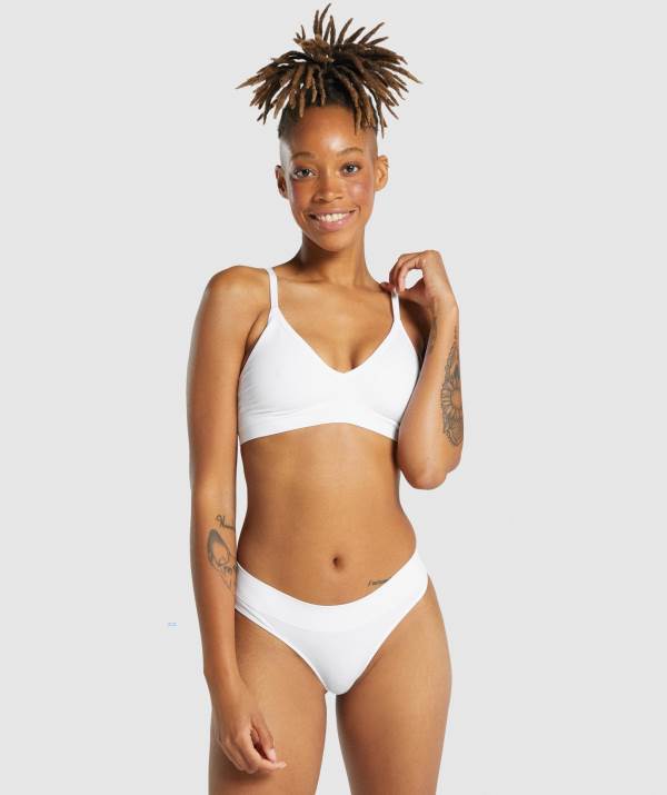 Damske Spodne Pradlo Gymshark Seamless Low Neck Bralette Biele | HD3175846